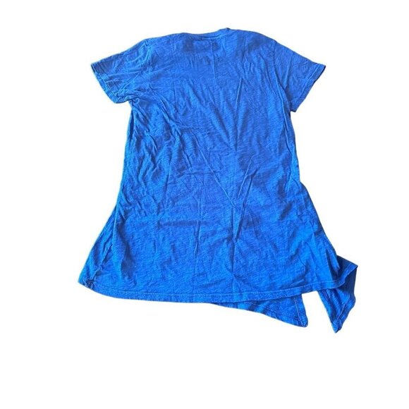 Stateside By Anthropologie Women's Asymmetrical Hem Blue Tee Shirt S 100% Supima - Picture 5 of 5